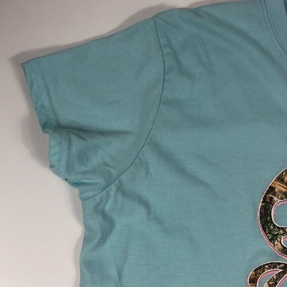 Realtree Camo Antler Logo T-Shirt Women's Size L Willow Trails Blue Cotton Poly - Picture 5 of 6
